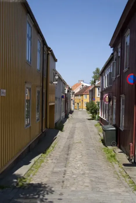 Framed Print : Norway, Trondheimsforden, Trondheim. Norways second oldest city, downtown street