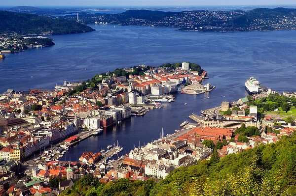 Norway, View of Bergen from Mount Floyen
