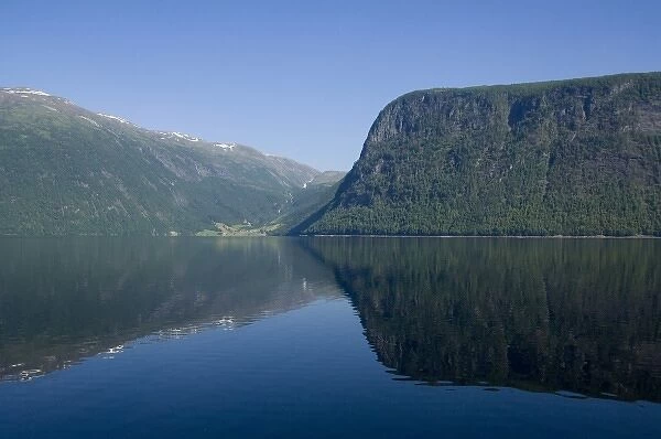 Norway, View from scenic by-way Road 15 between Hornindal & Stryn. Hornindalsvatn lake