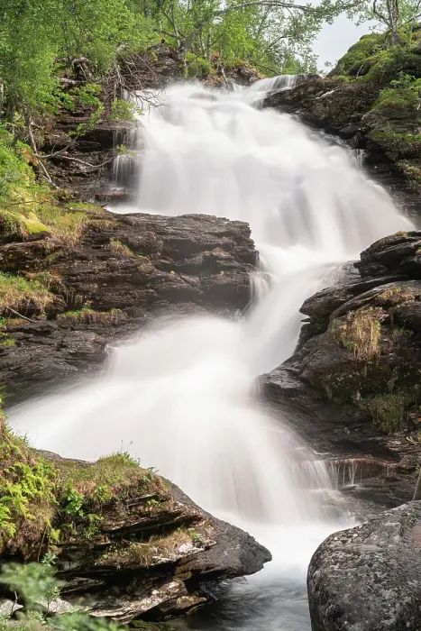 Framed Print : Norway. Waterfall cascades down cliff. ©Don Grall  /  Jaynes Gallery  /  DanitaDelimont.com