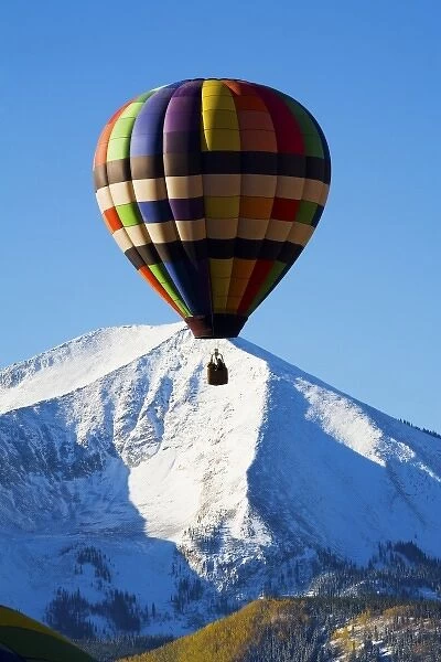Noth America, USA, Colorado, Mt. Crested Butte, Hot Air Balloons In the Blue Sky
