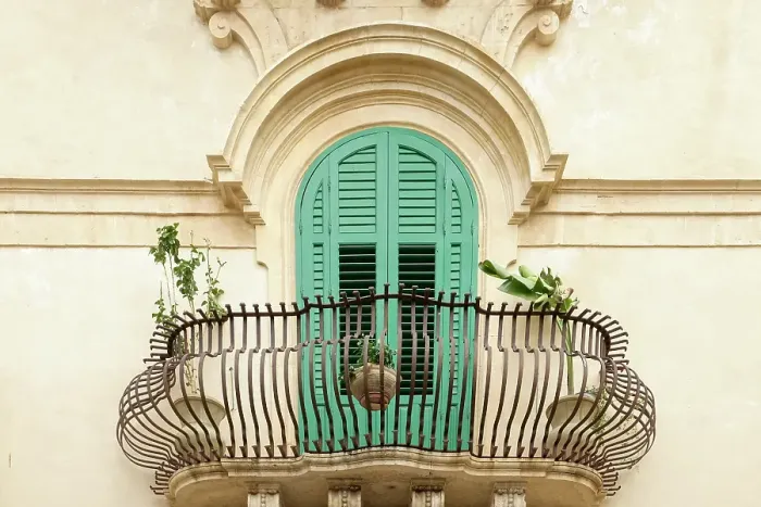 Framed Print : Noto, Sicily. Charming old window and terrace on a home. (Editorial Use Only) Framed Print : Noto, Sicily. Charming old window and terrace on a home. (Editorial Use Only)