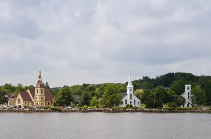 Framed Print : Nova Scotia, Canada. Churches in Mahone Bay Framed Print : Nova Scotia, Canada. Churches in Mahone Bay