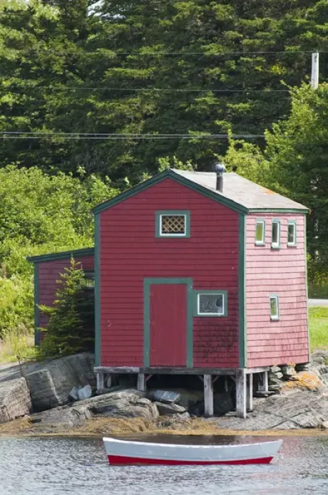 Framed Print : Nova Scotia, Canada. Scene around Blue Rocks in Lunenburg Harbour