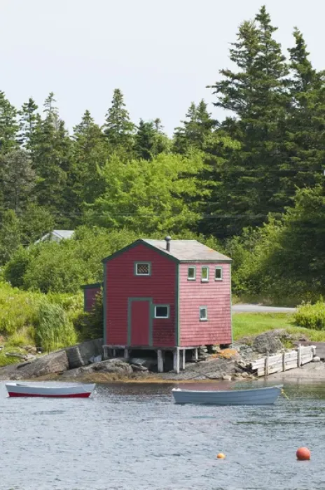 Framed Print : Nova Scotia, Canada. Scene around Blue Rocks in Lunenburg Harbour
