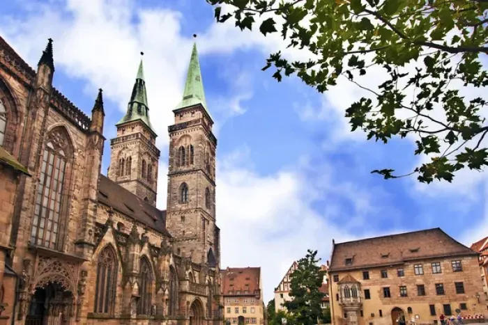 Framed Print : Nuremberg, Germany, Church towers of Sebalduskirche, St. Sebald church Framed Print : Nuremberg, Germany, Church towers of Sebalduskirche, St. Sebald church