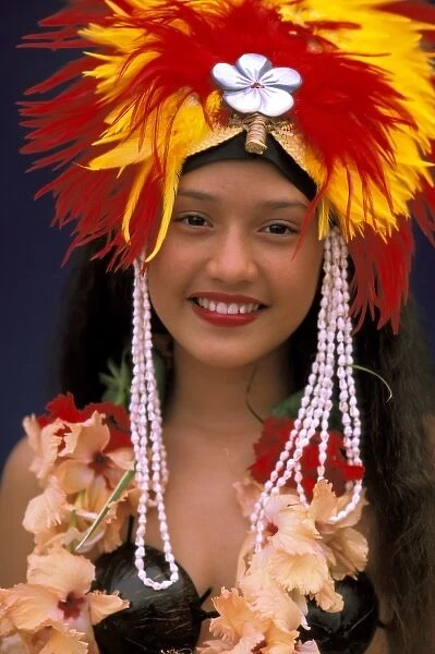 Oceania, French Polynesia, Tahiti. Native Dancer. MR