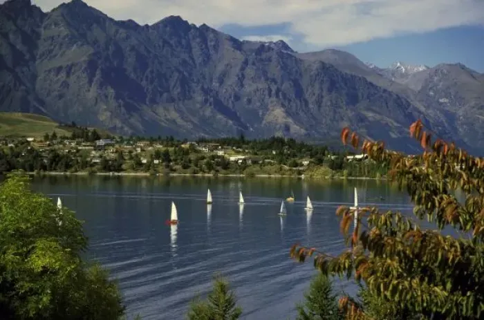 Framed Print : Oceania, New Zealand, South Island, Queenstwon. Backdrop of lake and sailboats Framed Print : Oceania, New Zealand, South Island, Queenstwon. Backdrop of lake and sailboats