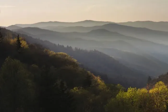 Framed Print : Oconaluftee Valley at sunrise, Great Smoky Mountains National Park, North Carolina