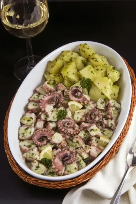 Framed Print : Octopus salad and potatoes Framed Print : Octopus salad and potatoes