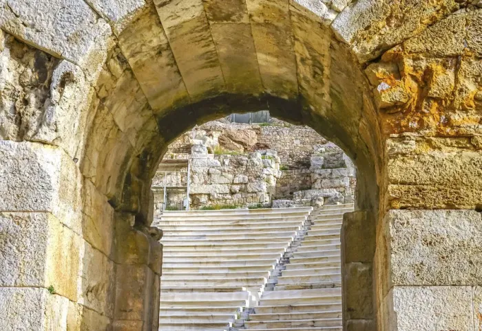 Framed Print : Odeon of Herodes Atticus, Acropolis, Athens, Greece. Built 161 AD renovated 1950 Framed Print : Odeon of Herodes Atticus, Acropolis, Athens, Greece. Built 161 AD renovated 1950