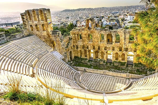 Odeon of Herodes Atticus, Athens, Greece. Stone theater base of Acropolis, built 161 AD