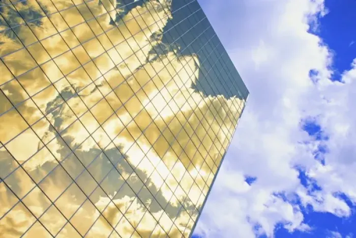 Framed Print : Office building windows reflecting clouds Framed Print : Office building windows reflecting clouds