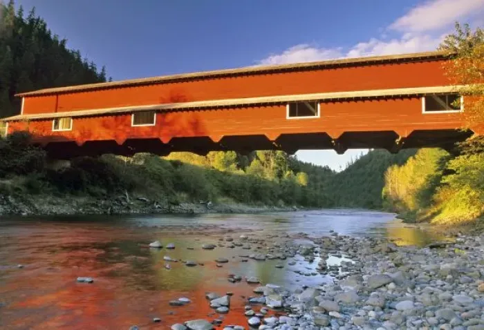 Framed Print : Office Covered Bridge the longest in Oregon at 180ft Framed Print : Office Covered Bridge the longest in Oregon at 180ft