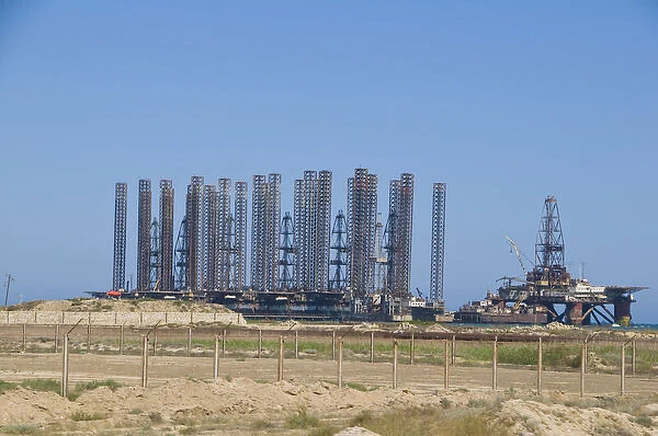 Oil industry on James Bond Oil Field, Azerbaijan