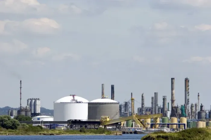Framed Print : Oil refinery at Le Havre in the department of Seine-Maritime, Normandy, France Framed Print : Oil refinery at Le Havre in the department of Seine-Maritime, Normandy, France