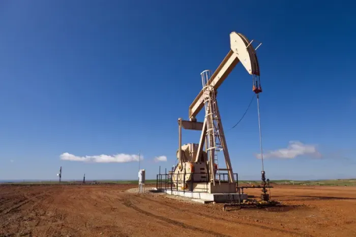 Framed Print : Oil wells in production at New Town, North Dakota, USA