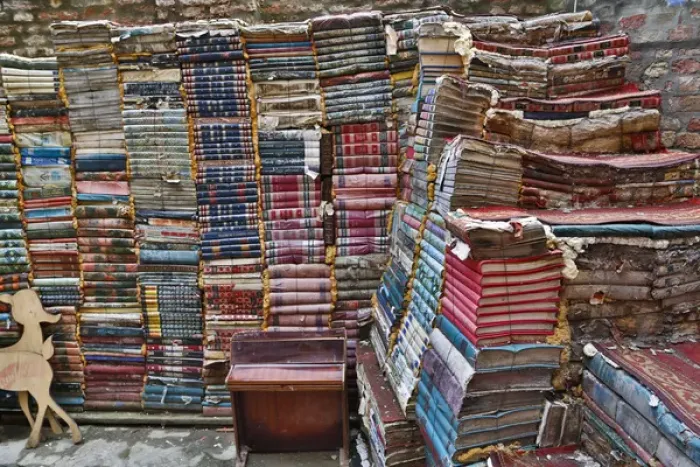 Framed Print : Old book store using books for stairway Framed Print : Old book store using books for stairway