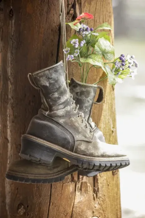 Framed Print : Old boots used a decoration, Pagosa Springs, Colorado, United States