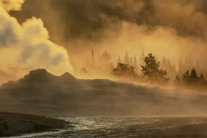 Framed Print : Old Faithful steaming in early morning, Upper Geyser Basin, Yellowstone National Park Framed Print : Old Faithful steaming in early morning, Upper Geyser Basin, Yellowstone National Park