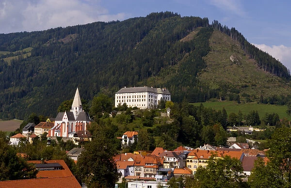 Old historical old town of Murau Austria downtown and churches
