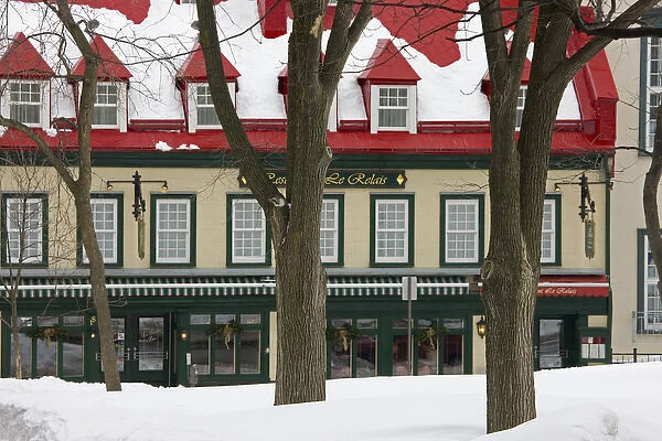 Old houses covered with snow, Quebec City, Canada