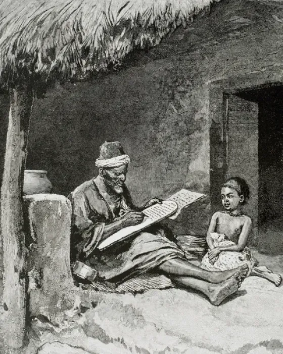Framed Print : An old man teach to write a child. French Sudan. 1893 Framed Print : An old man teach to write a child. French Sudan. 1893