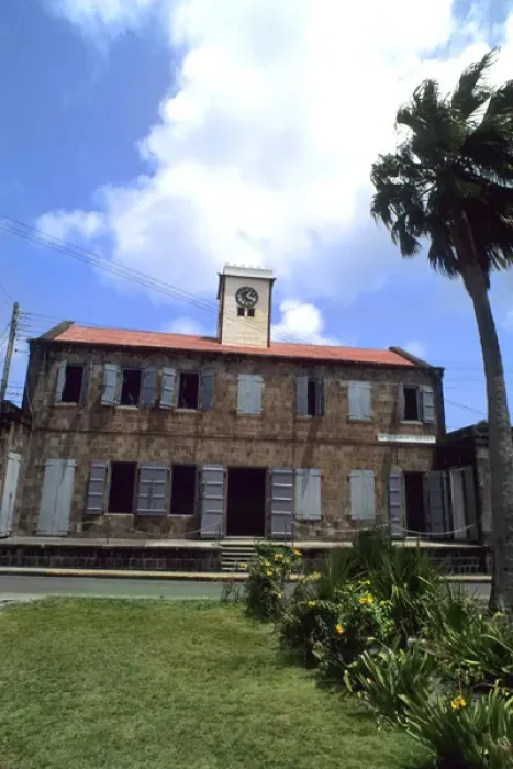 Framed Print : Old Public Library building in small remote island of Nevis Caribbean