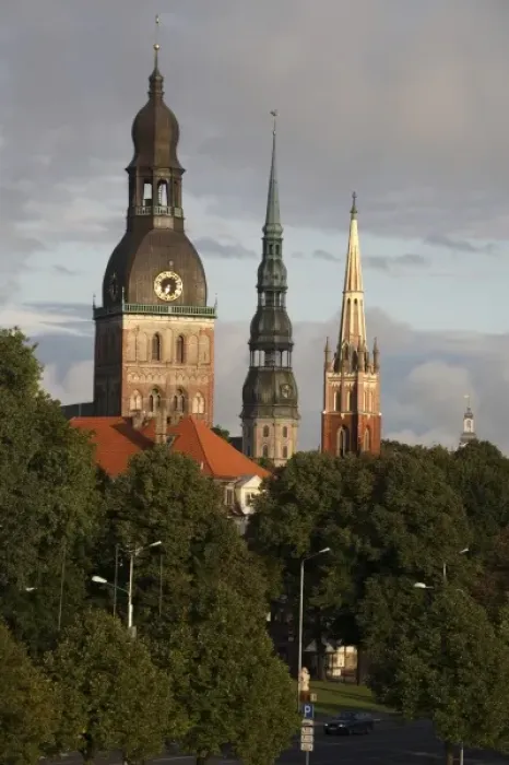 Framed Print : The Old Riga Three - The Dome Church, St. Peters Church and Anglican Church s Framed Print : The Old Riga Three - The Dome Church, St. Peters Church and Anglican Church s