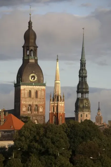 Framed Print : The Old Riga Three - The Dome Church, St. Peters Church and Anglican Church s Framed Print : The Old Riga Three - The Dome Church, St. Peters Church and Anglican Church s
