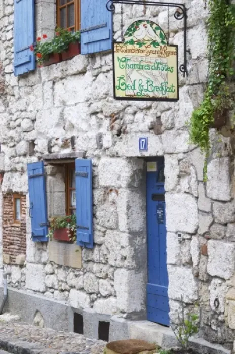 Framed Print : Old stone houses, sign saying Le Colombier de Grando and Roxane Bed and Breakfast Framed Print : Old stone houses, sign saying Le Colombier de Grando and Roxane Bed and Breakfast