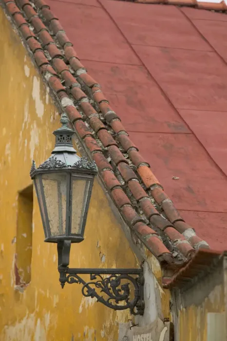 Framed Print : old street lamp, Czech Republic, Ceske Krumlov, World Heritage Site