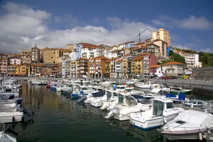 Framed Print : Old town and fishing port of Bermeo in the province of Biscay, Basque Country, Northern Framed Print : Old town and fishing port of Bermeo in the province of Biscay, Basque Country, Northern