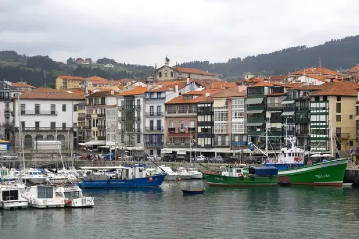 Framed Print : Old town and fishing port of Lekeitio in the province of Biscay, Basque Country Framed Print : Old town and fishing port of Lekeitio in the province of Biscay, Basque Country