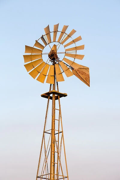 Old windmill at sunset near New England, North Dakota, USA