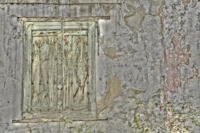Framed Print : Old window and wall in the gullies of Delhi, India