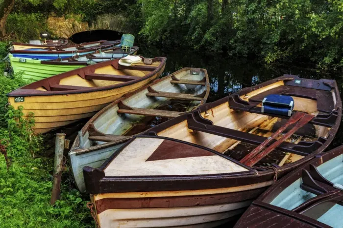 Framed Print : Old wooden boats in Killarney National Park, Ireland Framed Print : Old wooden boats in Killarney National Park, Ireland