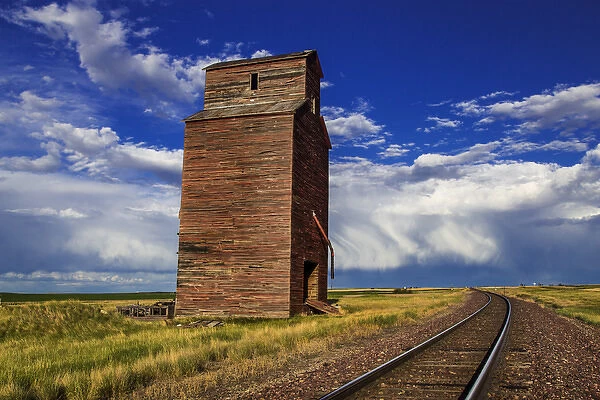 Old wooden granary still stands near the ghost town of Collins, Montna, USA