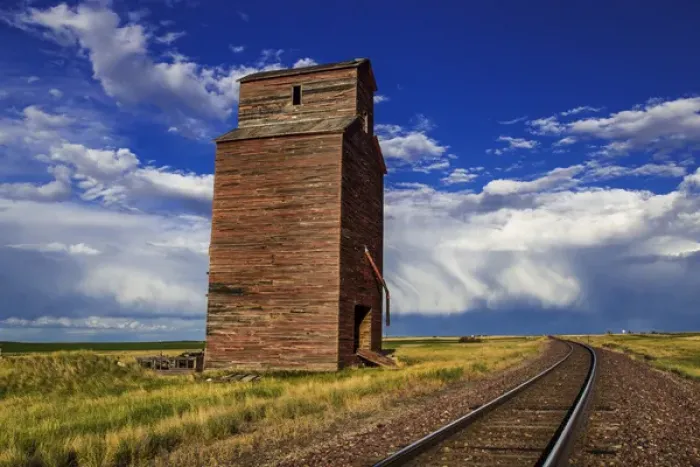 Framed Print : Old wooden granary still stands near the ghost town of Collins, Montna, USA