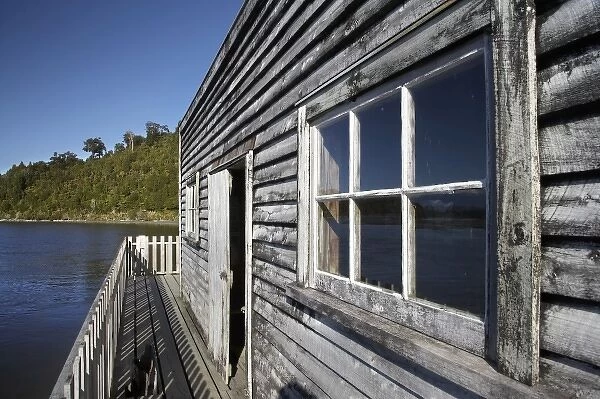 Old Wooden Weatherboard Building, Okarito Lagoon, West Coast, South Island, New Zealand