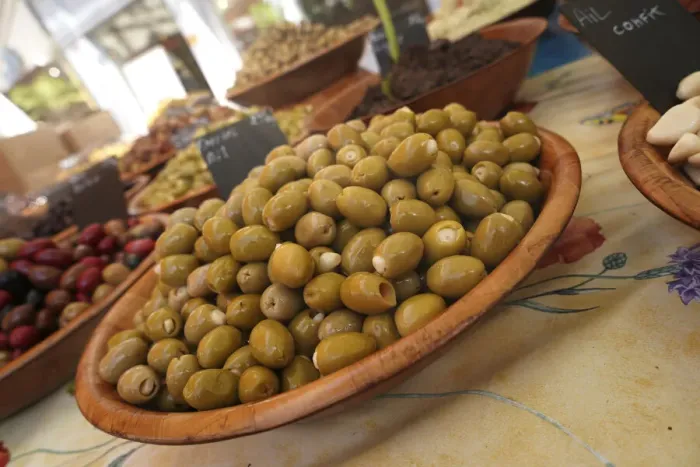 Framed Print : Olives in the Sunday market in Beaune, France