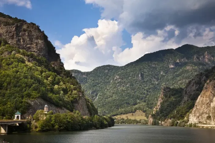Framed Print : The Olt gorge through the carpathian mountains north of Ramnicu Valcea with reservoir Framed Print : The Olt gorge through the carpathian mountains north of Ramnicu Valcea with reservoir