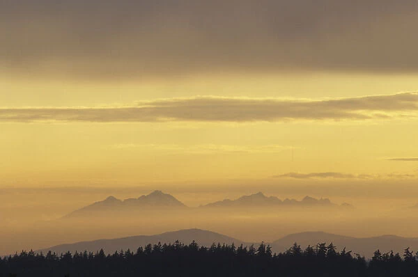Olympic Mountains and clouds at sunset, viewed from Bellevue, Washington