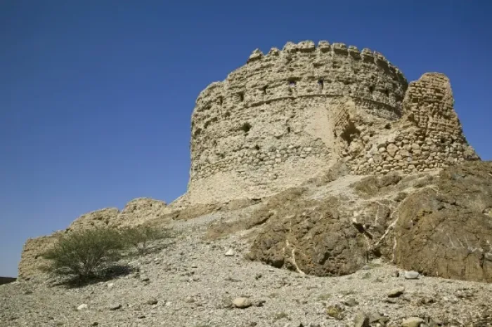 Framed Print : Oman, The Batinah Plain, Rustaq. Old Fort Ruins along Highway #13