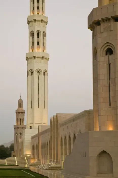 Framed Print : Oman, Muscat, Al, Ghubrah. Grand Mosque, Exterior  /  Evening