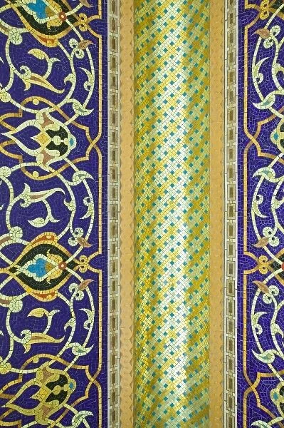 Oman, Muscat, Al, Ghubrah. Grand Mosque, Tile Detail