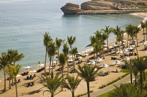 Oman, Muscat, Al-Jissah. Shangri-La Barr Al-Jissah Resort  /  Beach View