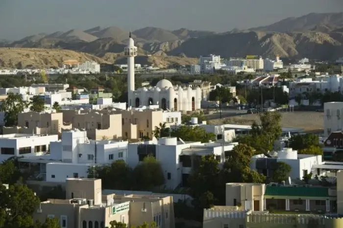 Framed Print : Oman, Muscat, Qurm. Buildings of Qurm Area  /  Late Afternoon