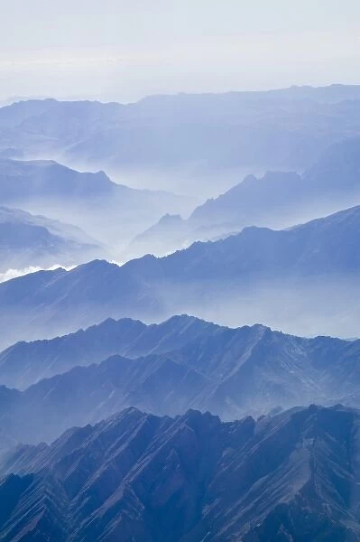 Oman, Western Hajar Mountains. Aerial View of Western Hajar Mountains