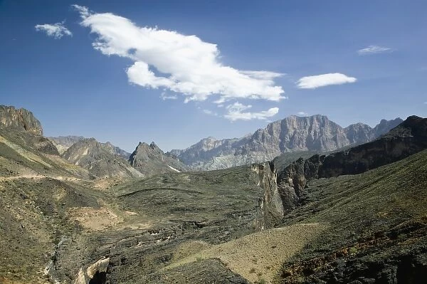 Oman, Western Hajar Mountains, Balad Seet. Mountain View by the village of Balad Seet